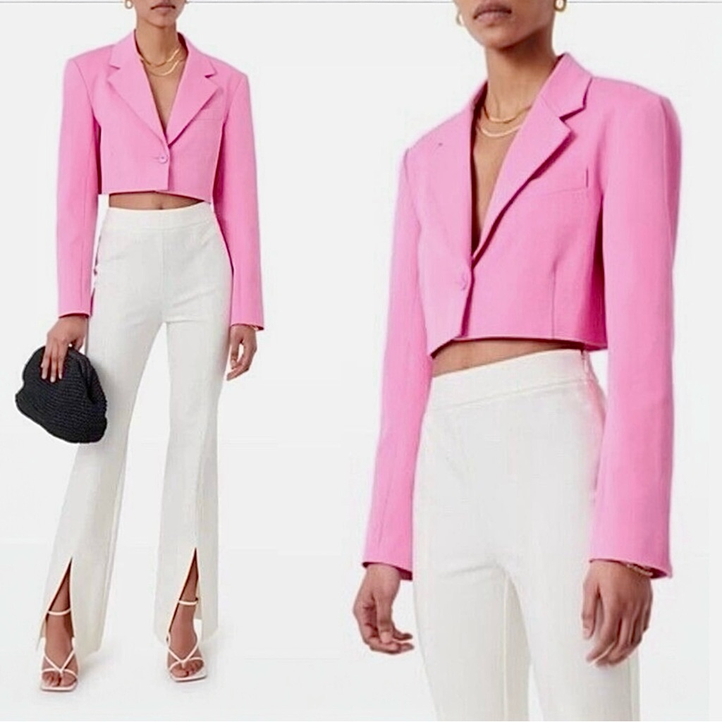 Derek Lam Blazer Size 20 Xxxl Pink Stretch Cotton Blend
